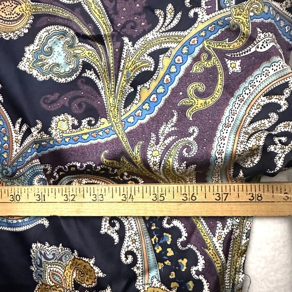 UMGEE Kaftan L Large Purple Paisley Satin Blouse Top Kimono Flutter Sleeves - Picture 7 of 8